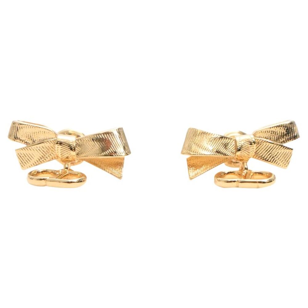 Dior CD Bow Stud Earrings in Gold Metal